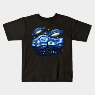 Starry Night UFO Alien Gifts Men Women Kids Funny Alien Kids T-Shirt